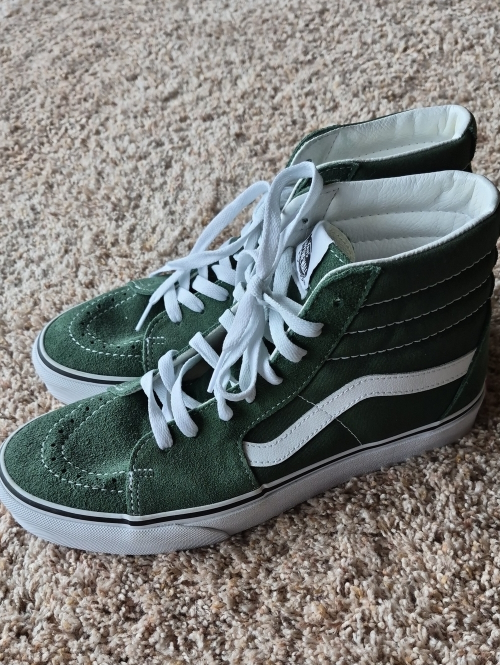 Vans Green Suede Sk8-Hi High-Top Sneakers w White Stripe, New Never Worn, M8.5